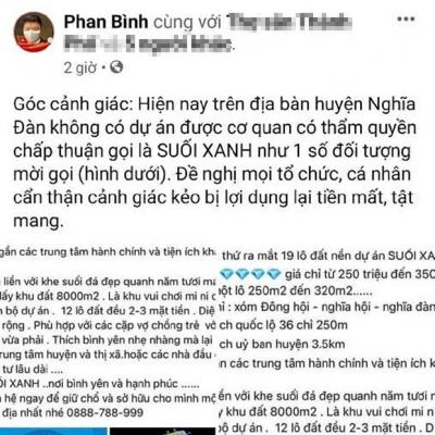 Nghệ An: Vẽ dự án bất động sản “ma”, rầm rộ rao bán trên Facebook